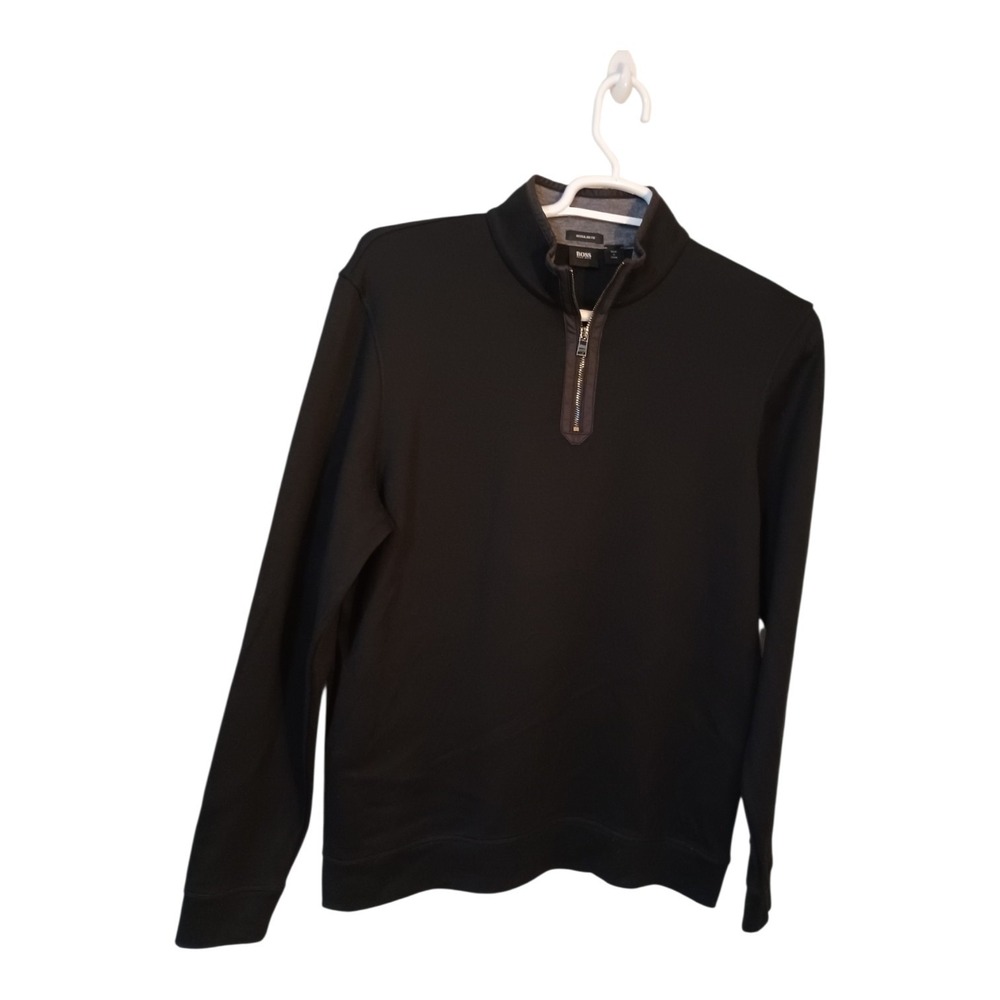 Boss Hugo Boss Sidney 52 1/4 Zip Neck Sweatshirt Mens Size XL Black Cotton Blend